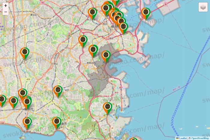 神奈川県のタリーズの店舗地図