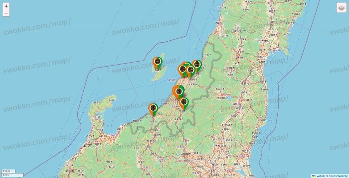 新潟県のタリーズの店舗地図