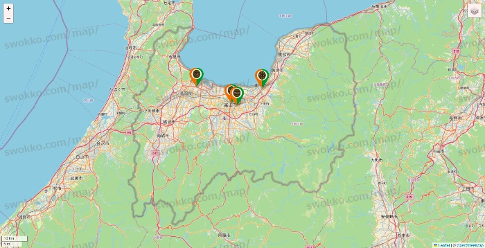 富山県のタリーズの店舗地図