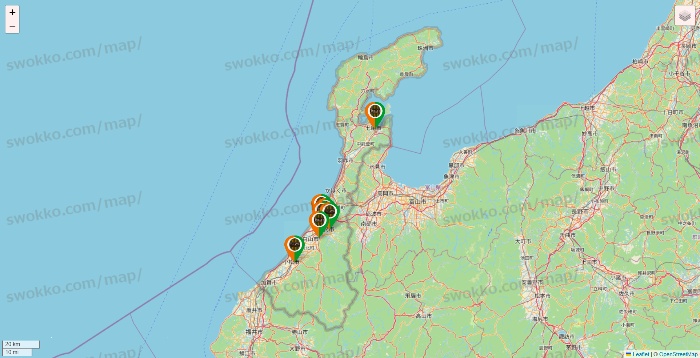 石川県のタリーズの店舗地図
