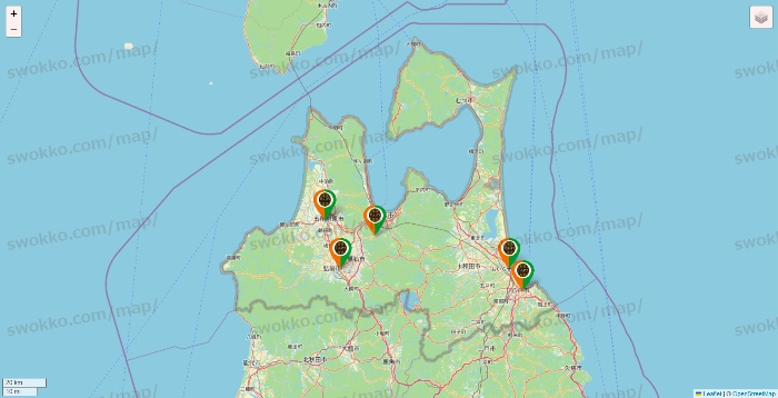 青森県のタリーズの店舗地図