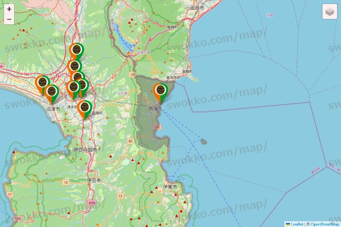静岡県のタリーズの店舗地図