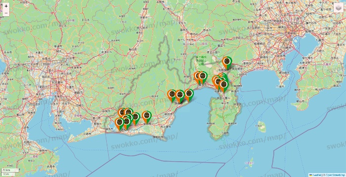 静岡県のタリーズの店舗地図