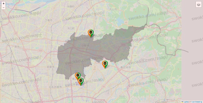 愛知県のタリーズの店舗地図