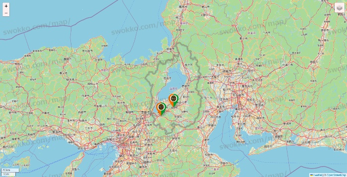 滋賀県のタリーズの店舗地図