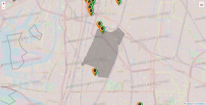 大阪府のタリーズの店舗地図
