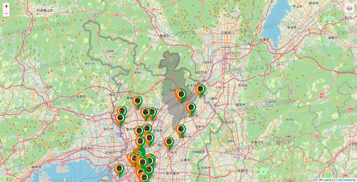 大阪府のタリーズの店舗地図