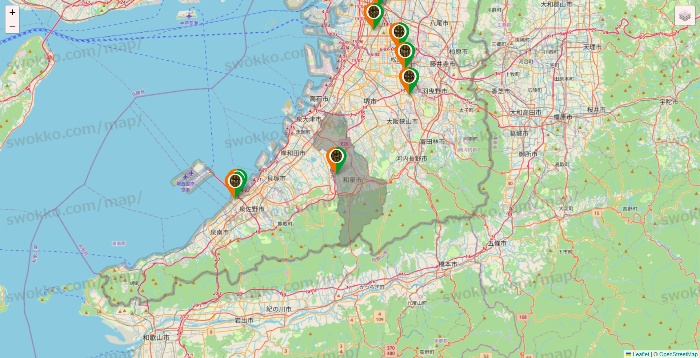 大阪府のタリーズの店舗地図