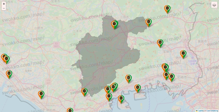 兵庫県のタリーズの店舗地図