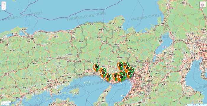 兵庫県のタリーズの店舗地図