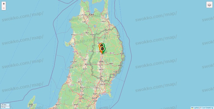 岩手県のタリーズの店舗地図