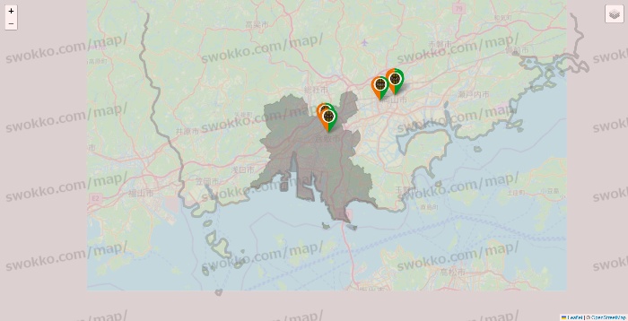 岡山県のタリーズの店舗地図