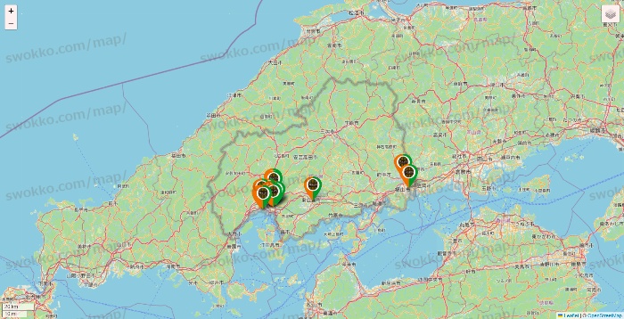 広島県のタリーズの店舗地図