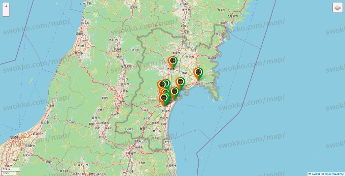宮城県のタリーズの店舗地図