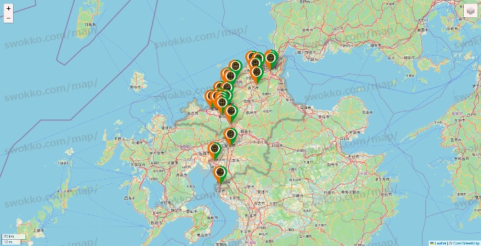 福岡県のタリーズの店舗地図