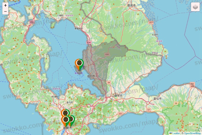 長崎県のタリーズの店舗地図