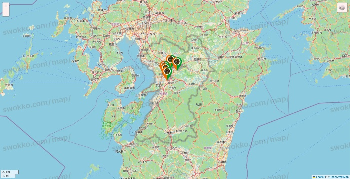 熊本県のタリーズの店舗地図