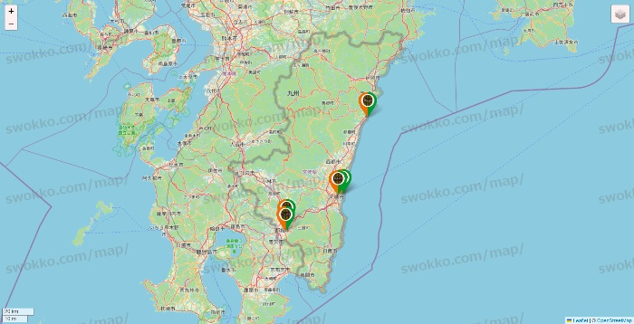 宮崎県のタリーズの店舗地図