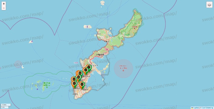 沖縄県のタリーズの店舗地図