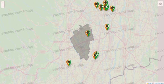 栃木県のタリーズの店舗地図
