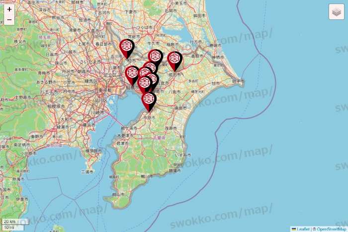 千葉県の魚べいの店舗地図