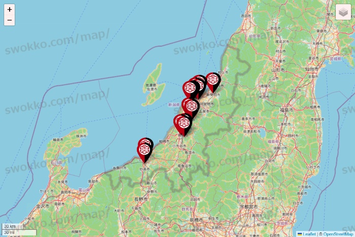 新潟県の魚べいの店舗地図