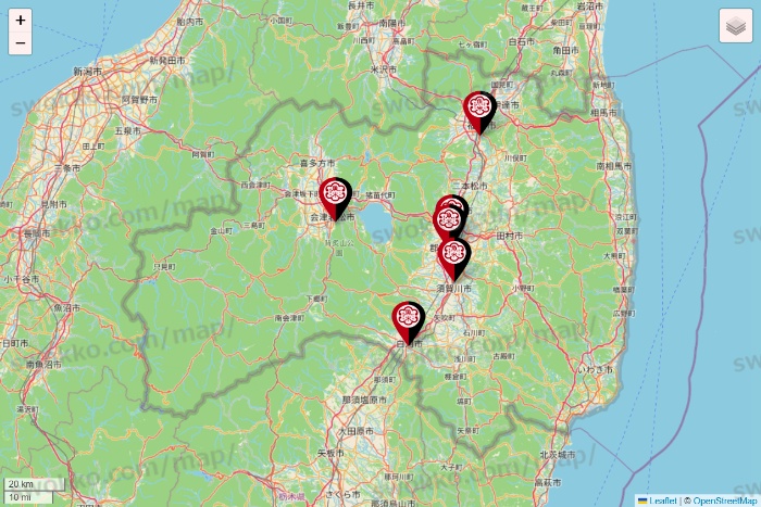 福島県の魚べいの店舗地図