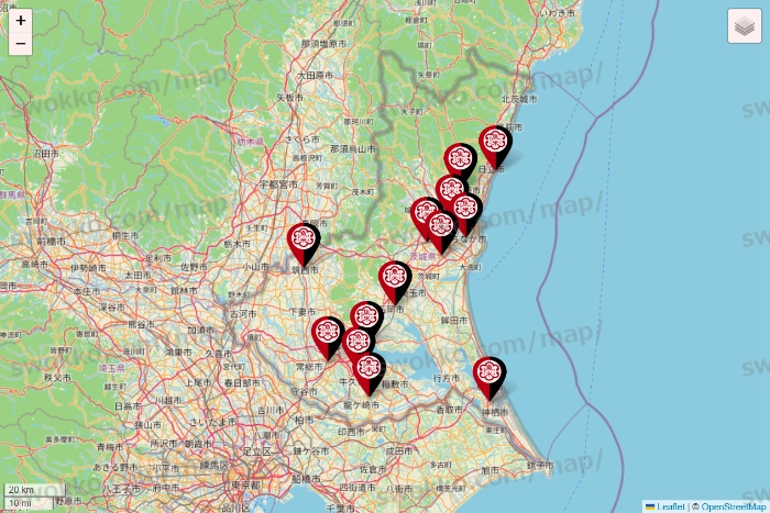 茨城県の魚べいの店舗地図