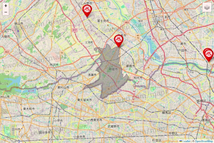 埼玉県の歌広場の店舗地図
