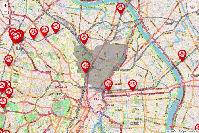 東京都の歌広場の店舗地図