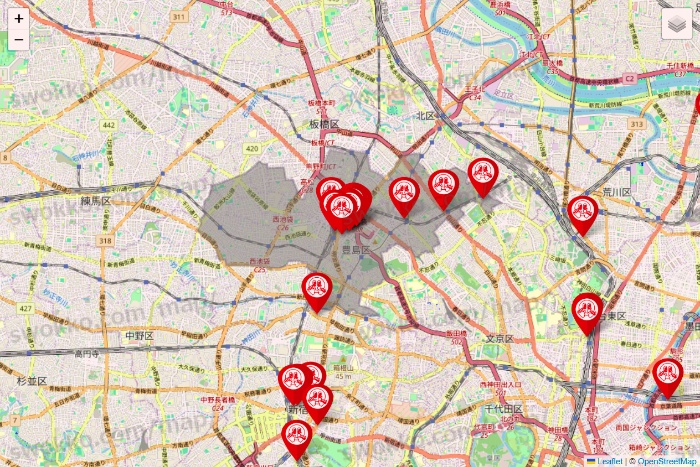 東京都の歌広場の店舗地図