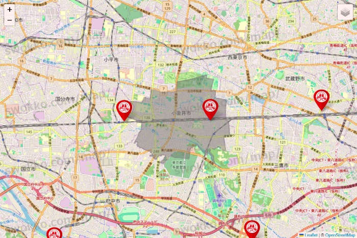 東京都の歌広場の店舗地図