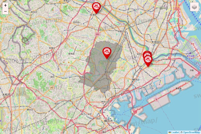 神奈川県の歌広場の店舗地図