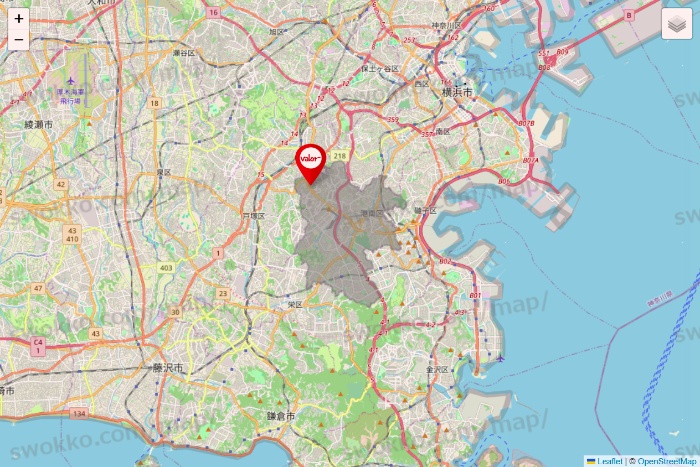 神奈川県のバロー（valor）の店舗地図