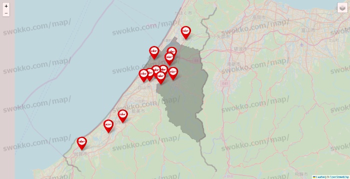 石川県のバロー（valor）の店舗地図