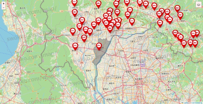 岐阜県のバロー（valor）の店舗地図