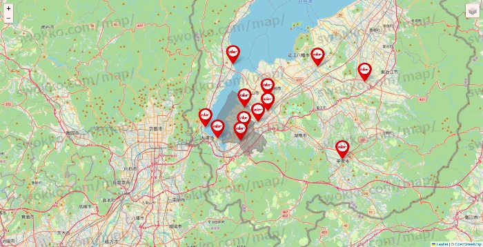 滋賀県のバロー（valor）の店舗地図