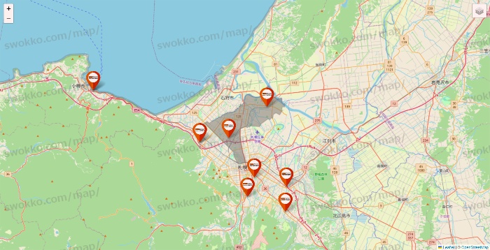 北海道のビバホームの店舗地図
