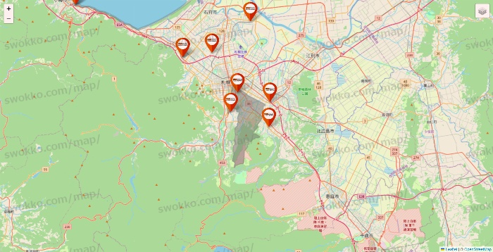 北海道のビバホームの店舗地図