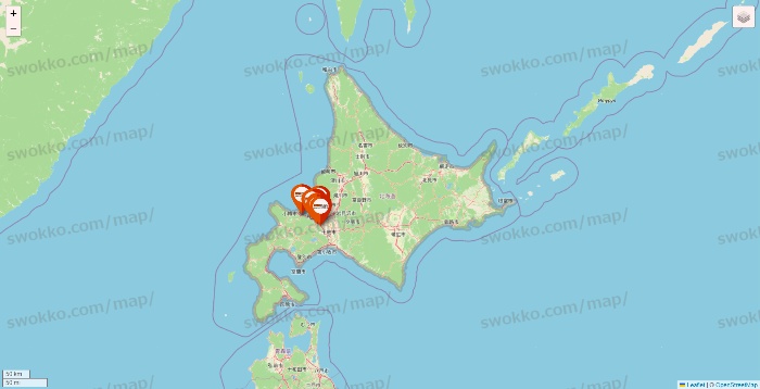北海道のビバホームの店舗地図