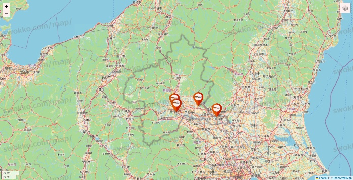 群馬県のビバホームの店舗地図