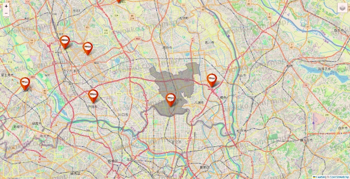 埼玉県のビバホームの店舗地図