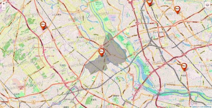 埼玉県のビバホームの店舗地図