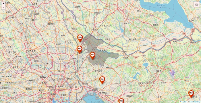 千葉県のビバホームの店舗地図