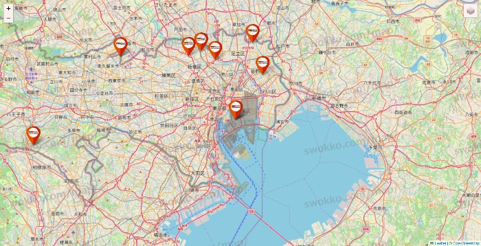 東京都のビバホームの店舗地図
