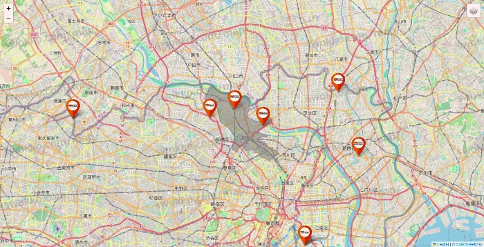 東京都のビバホームの店舗地図
