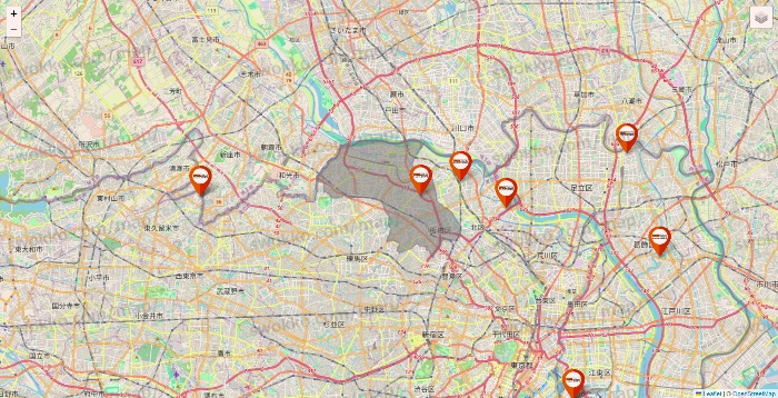 東京都のビバホームの店舗地図