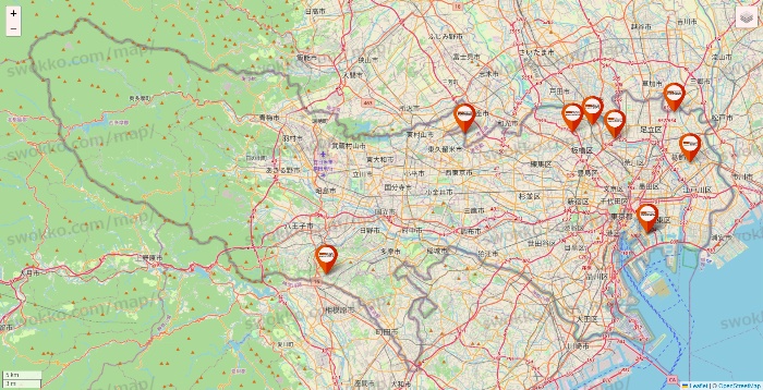 東京都のビバホームの店舗地図