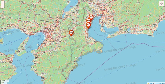 三重県のビバホームの店舗地図