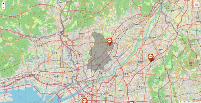 大阪府のビバホームの店舗地図